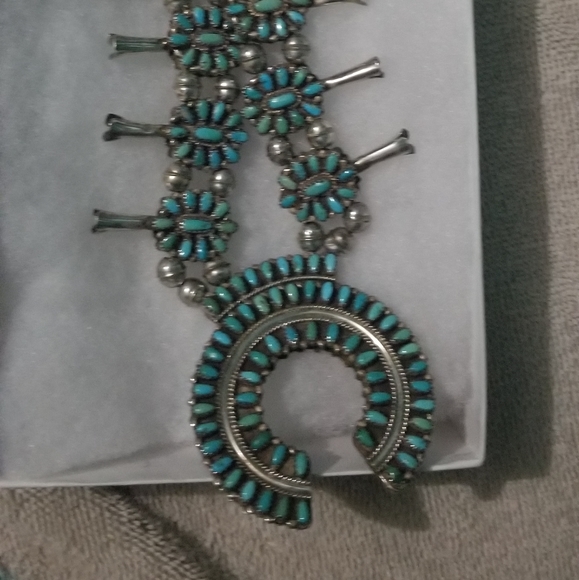 Silver Double Sided Petit Point Cluster Turquoise& - Picture 2 of 11